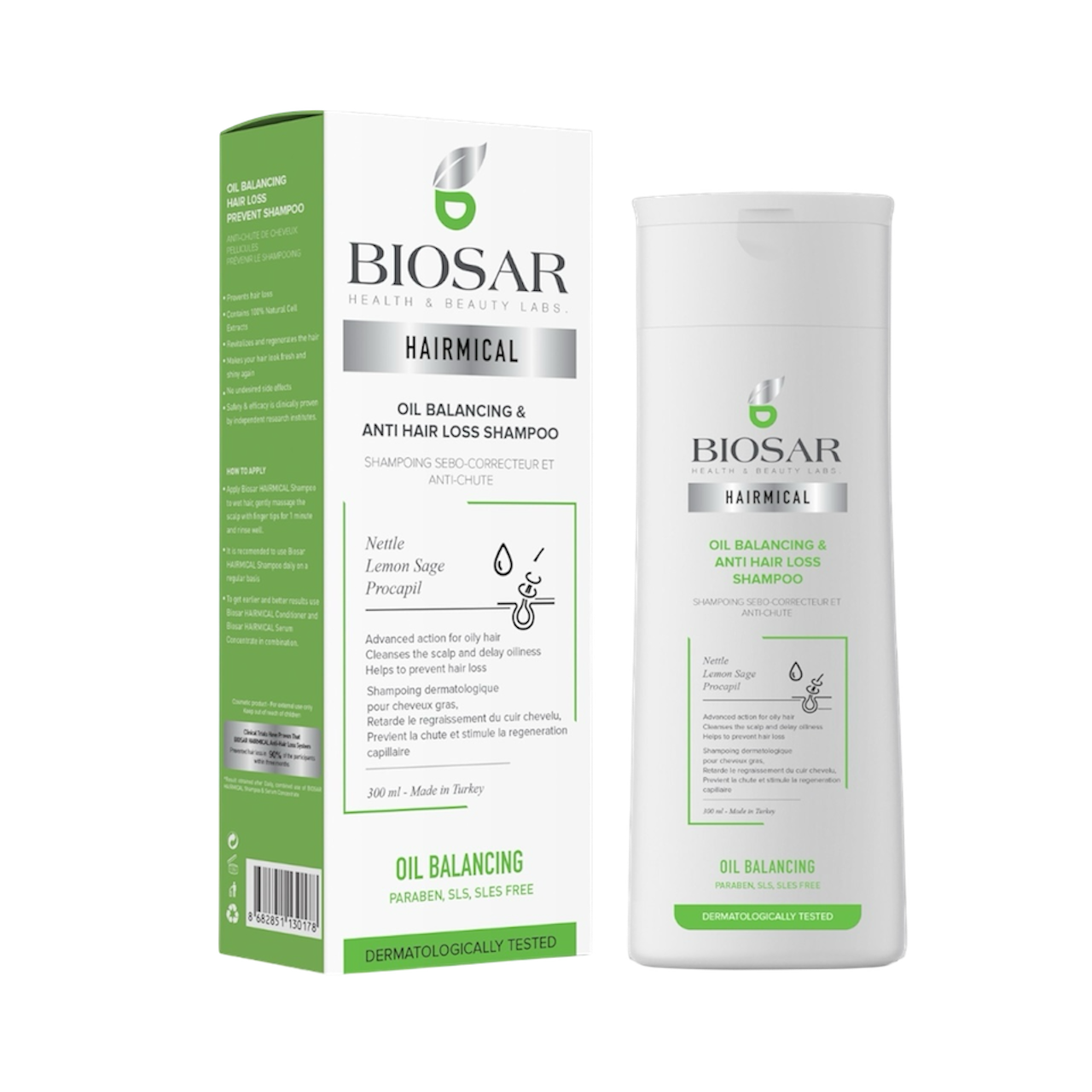 Biosar oil balancing & anti hair loss shampoo شامپۆی قژی چەور و ڕاگری قژ هەڵوەرینی بایۆسار