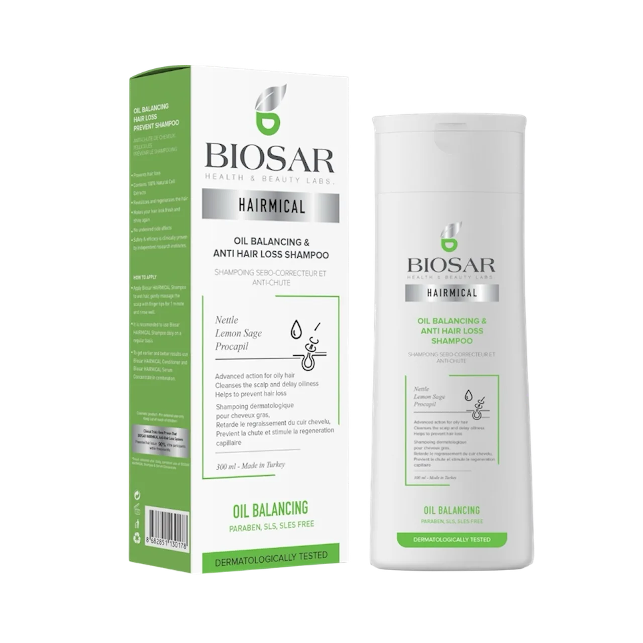 Biosar oil balancing & anti hair loss shampoo شامپۆی قژی چەور و ڕاگری قژ هەڵوەرینی بایۆسار