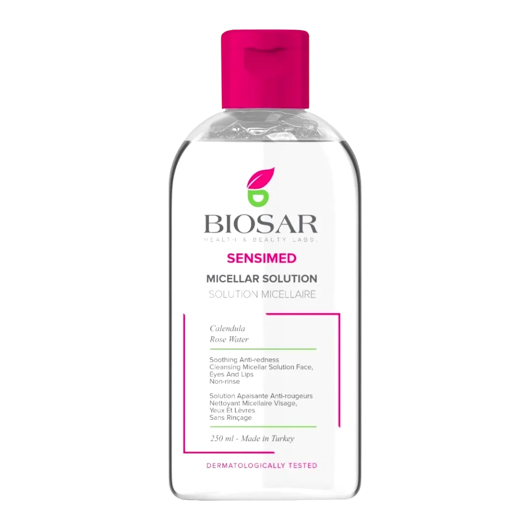 Biosar sensimed micellar solution میسیلەر وەتەر و مەیکەپ ڕیموڤەری باایۆسار