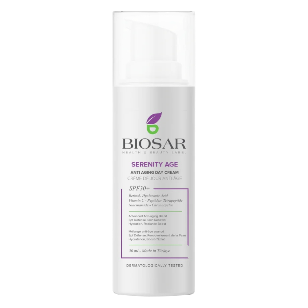 Biosar Serenity anti aging day cream spf30 کرێمی ڕۆژانەی دژە چرچی بایۆسار