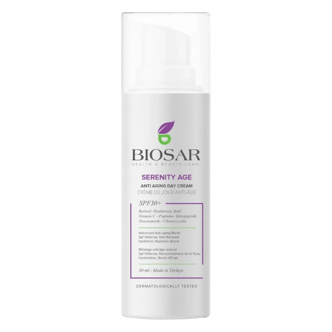 Biosar Serenity anti aging day cream spf30 کرێمی ڕۆژانەی دژە چرچی بایۆسار