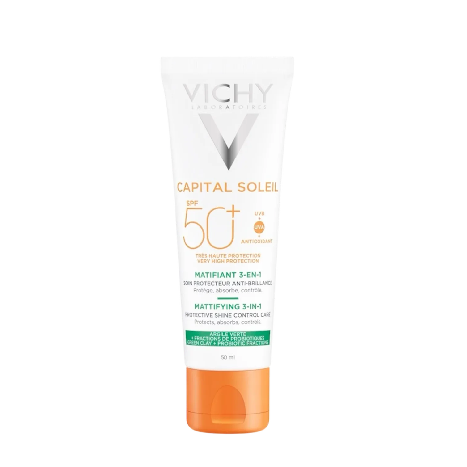 Vichy Capital Soleil Mattifying & Correcting 3-in-1 Sun Protection for Face SPF50 دژەخۆری ٣ لە ١ ی ڤیچی