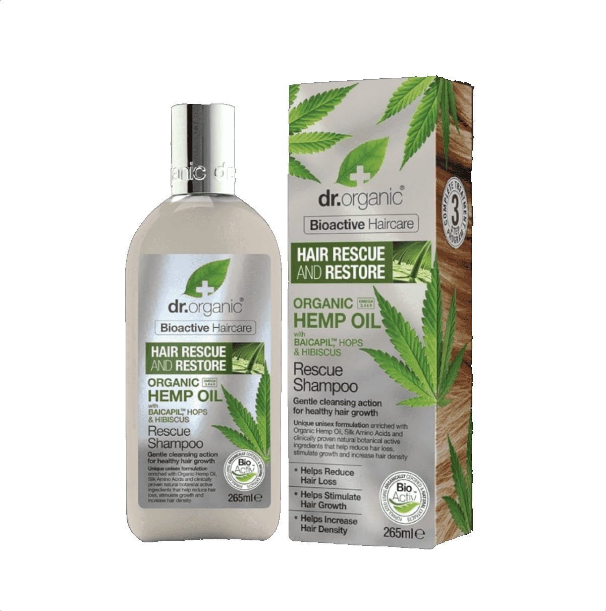 dr organic Hemp Oil Rescue & Restore Shampoo شامپۆی بەهێزکەری قژ و دژە هوڵوەرینی دکتۆر ئۆرگانیک