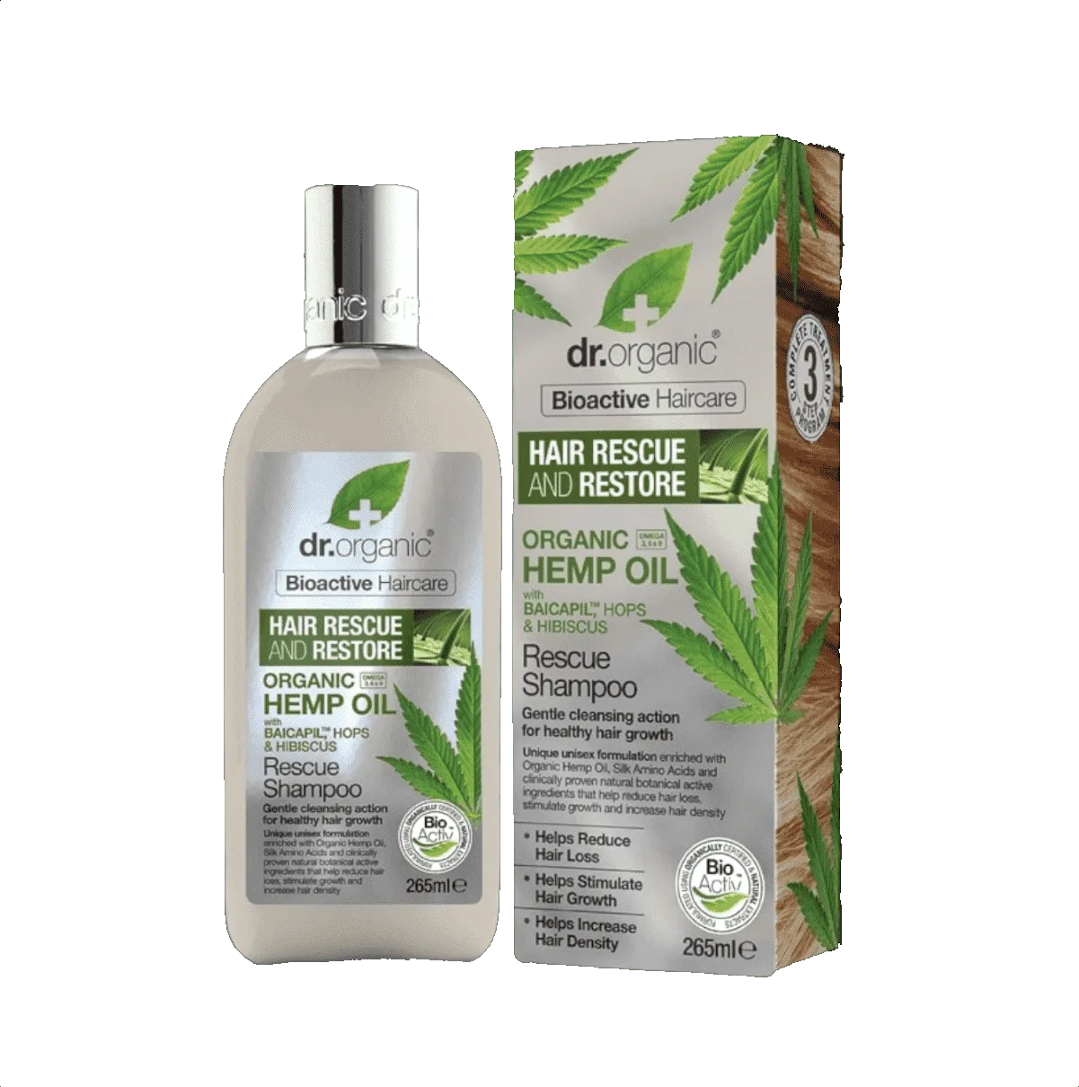 dr organic Hemp Oil Rescue & Restore Shampoo شامپۆی بەهێزکەری قژ و دژە هوڵوەرینی دکتۆر ئۆرگانیک
