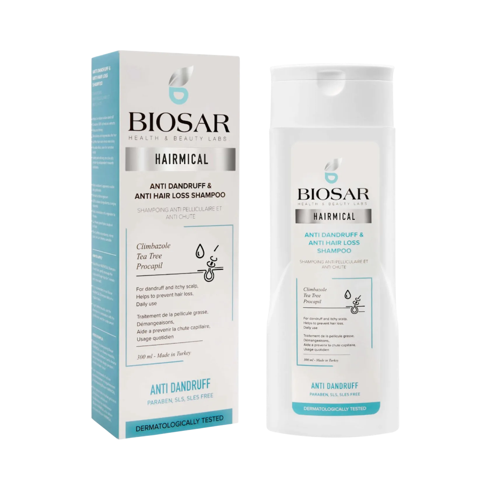Biosar anti dandruff and anti hairloss shampoo شامپۆی دژە کڕێش و دژە هەڵوەرینی قژی بایۆسار