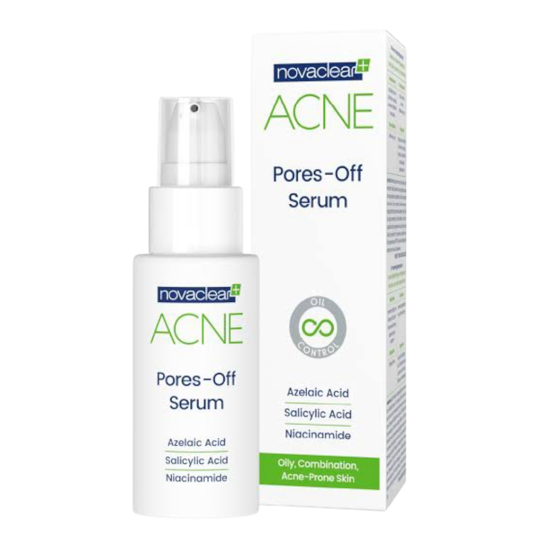 Novaclear Acne pores-off serum سیرەمی کۆنترۆڵکەری کونیلە و زیپکەی نۆڤاکلێر