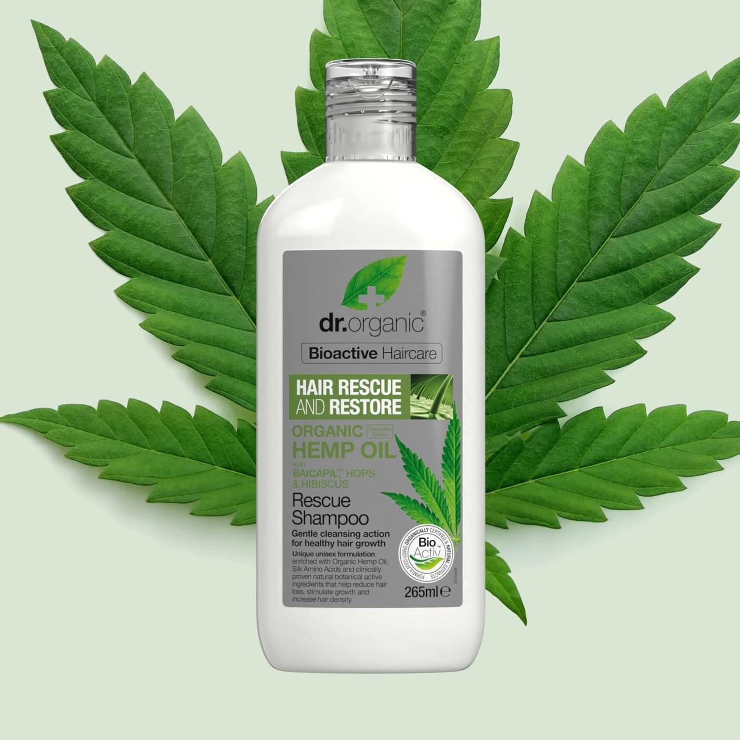 dr organic Hemp Oil Rescue & Restore Shampoo شامپۆی بەهێزکەری قژ و دژە هوڵوەرینی دکتۆر ئۆرگانیک